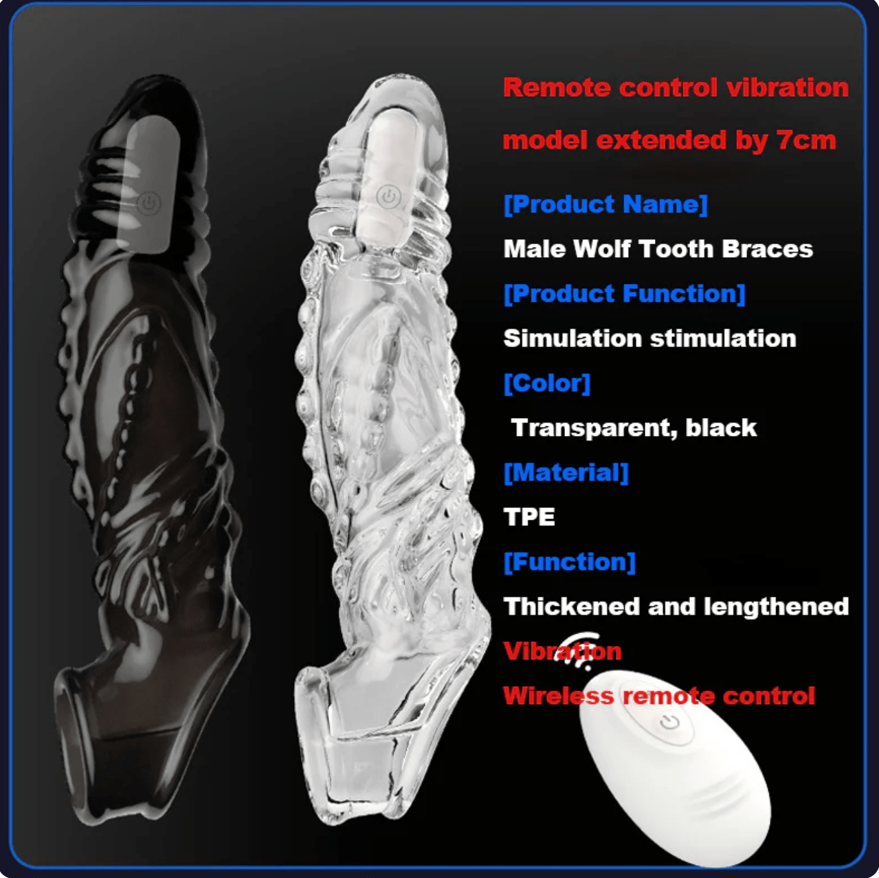 Bigger. Harder. Wilder. The Explosive Vibrating Wolf - Tooth Crystal Sleeve - Noirex