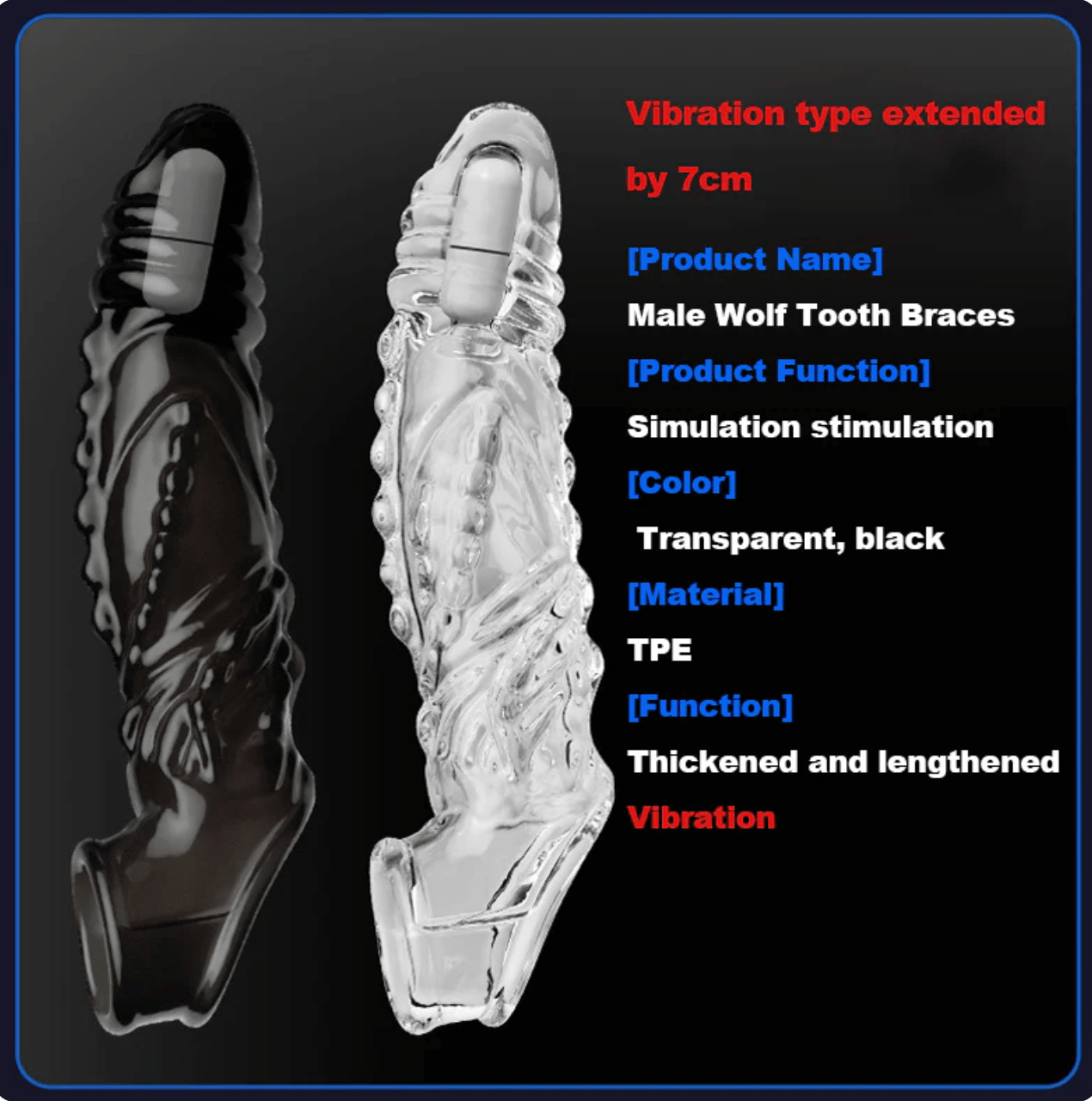 Bigger. Harder. Wilder. The Explosive Vibrating Wolf - Tooth Crystal Sleeve - Noirex