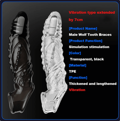 Bigger. Harder. Wilder. The Explosive Vibrating Wolf - Tooth Crystal Sleeve - Noirex